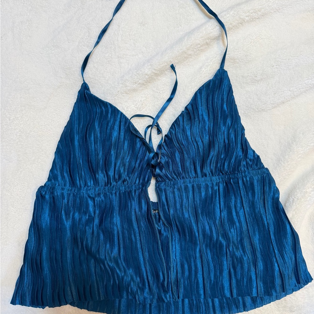 Elegant Blue Halter Top